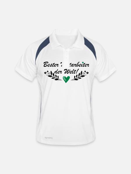 Bester Mitarbeiter der Welt - Männer Polo atmungsaktiv - Weiß/Navy - Vorne