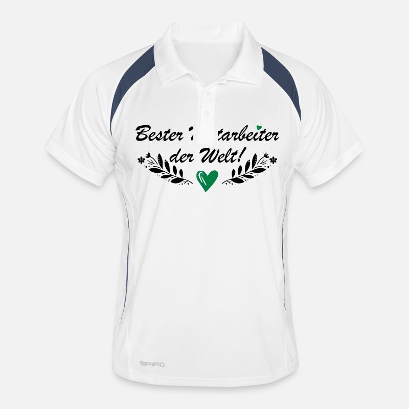 Bester Mitarbeiter der Welt - Männer Polo atmungsaktiv - Weiß/Navy