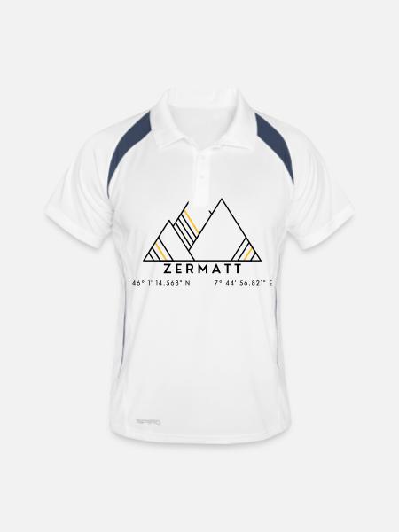 Minimalistisches Zermatt-Logo - Männer Polo atmungsaktiv - Weiß/Navy - Vorne
