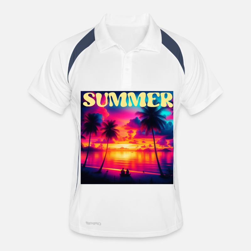 Summer Palm Tree Sunset Retro Men's Polo breathable