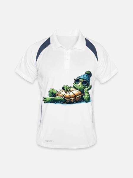 Chill Toad Turtle Cool Chill Gift - Men's Polo breathable - white/navy - Front