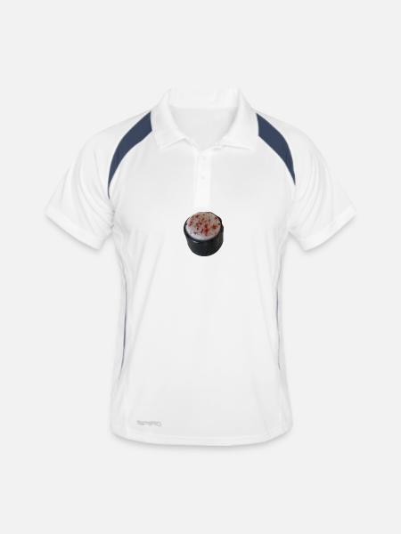 SUSHI Rolle - Männer Polo atmungsaktiv - Weiß/Navy - Vorne