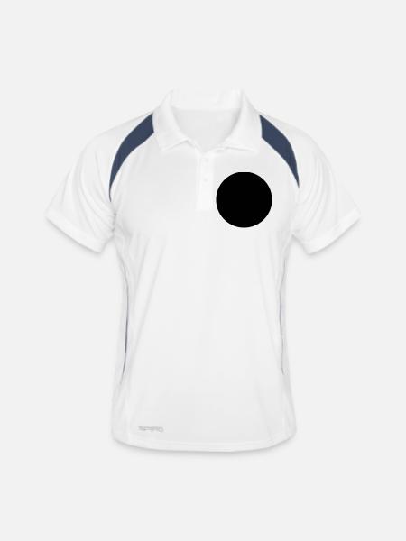 Fußball, Ball, Fußie, WM, Bundesliga - Männer Polo atmungsaktiv - Weiß/Navy - Vorne