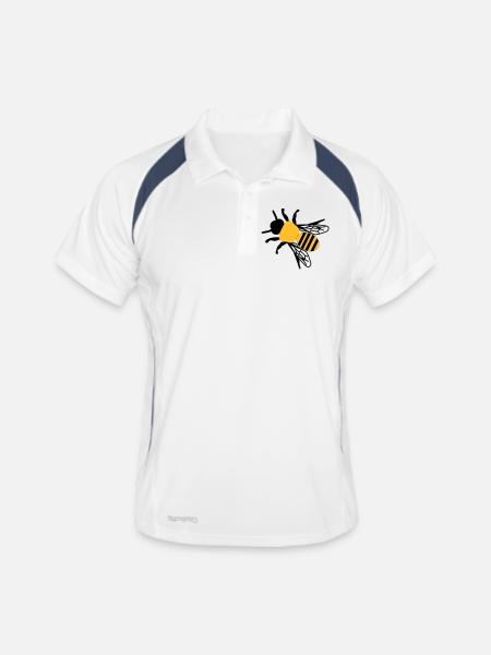 Biene klein - Männer Polo atmungsaktiv - Weiß/Navy - Vorne