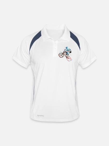 BMX Cadeau vélo - BMX Bike Freestyle - Polo respirant Homme - blanc/marine - Devant