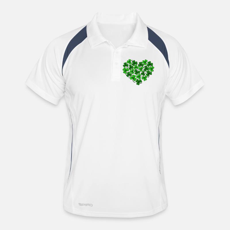 J'aime la patte de shamrocks coeur de la Saint-Patrick Polo respirant Homme