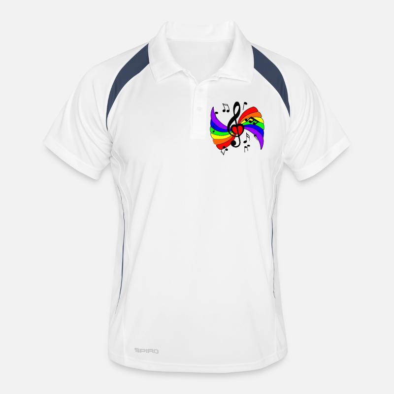 Music key with rainbow and music notes Men's Polo breathable