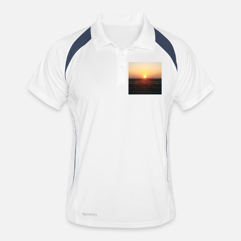 Sonnenuntergangsstrahl auf Glas Männer Polo atmungsaktiv