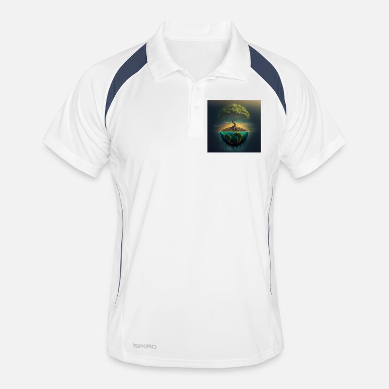 World Tree: Tree over half a sphere - Men's Polo breathable - white/navy