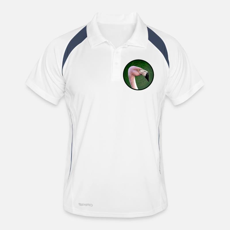 Flamant rose en vert mandala Polo respirant Homme
