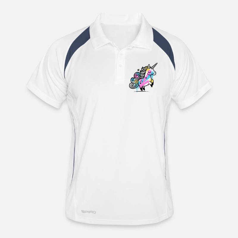 Illustration de licorne éclaboussure colorée Polo respirant Homme