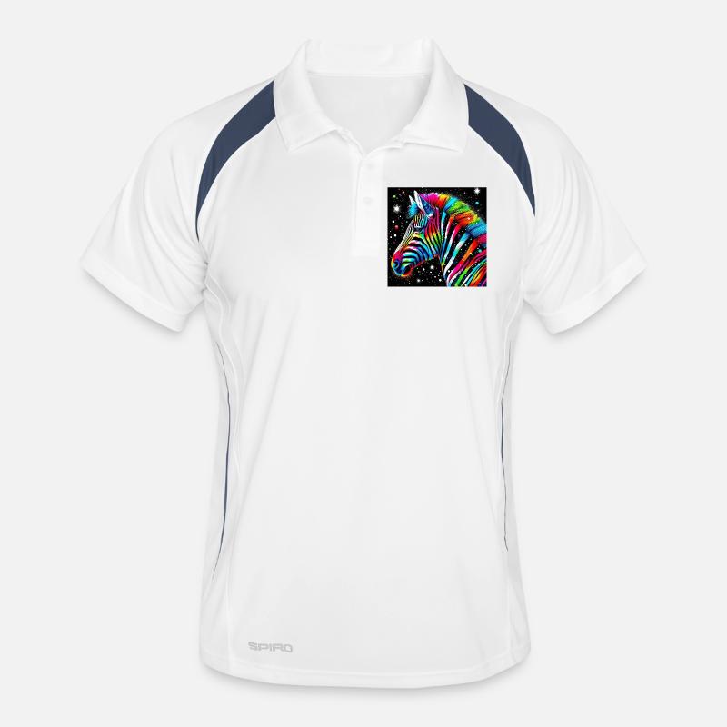 Zebra - Männer Polo atmungsaktiv - Weiß/Navy