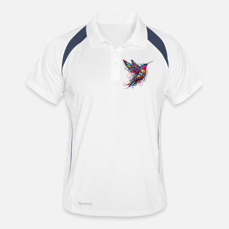 Kolibri - Männer Polo atmungsaktiv - Weiß/Navy