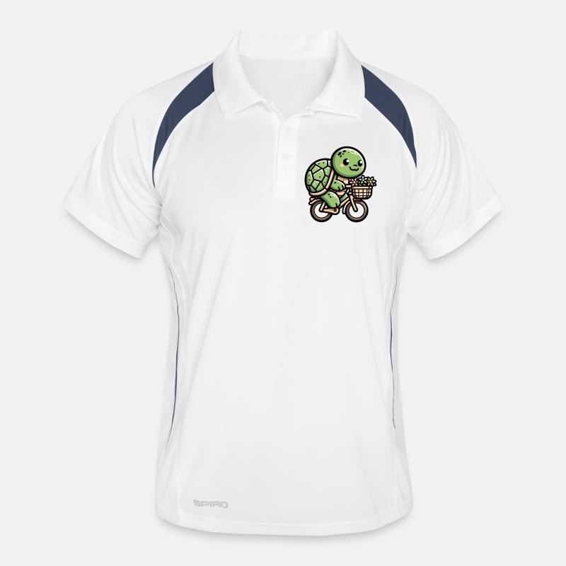 Cute Turtle Bicycle Design Men's Polo breathable