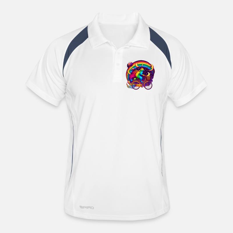 Chat sur un vélo aux couleurs de l’arc-en-ciel Polo respirant Homme