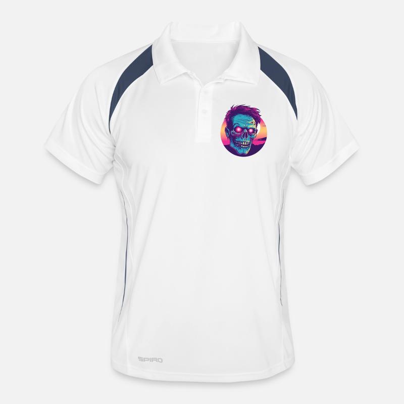 Zombie synthwave 2 - Polo respirant Homme - blanc/marine