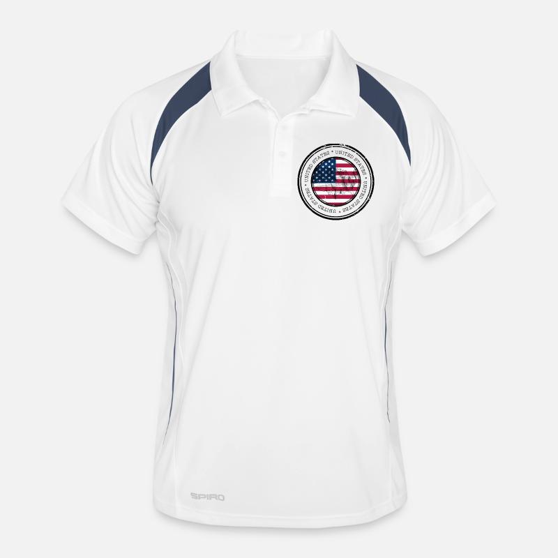 US Flag Map Round Emblem Men's Polo breathable