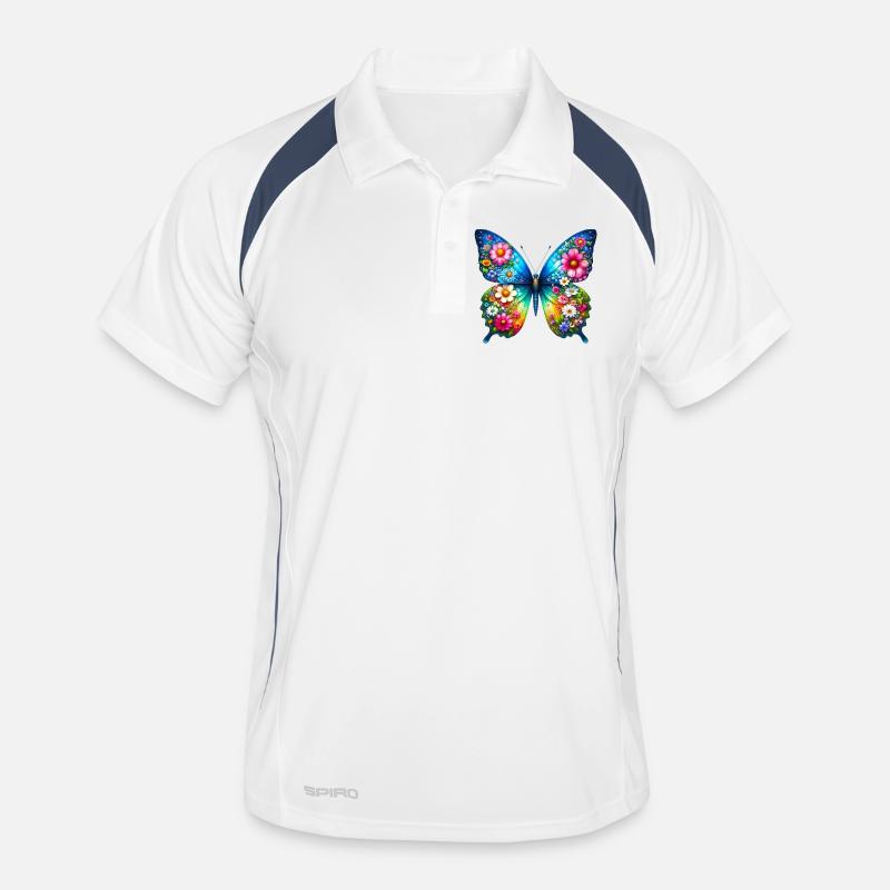 Fleurs de fleurs de papillon Polo respirant Homme