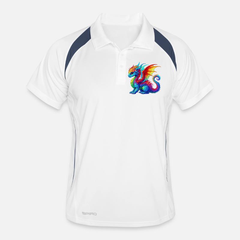 Drache - Männer Polo atmungsaktiv - Weiß/Navy