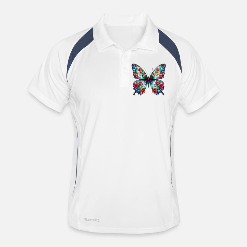 Papillon décoré de fleurs Polo respirant Homme