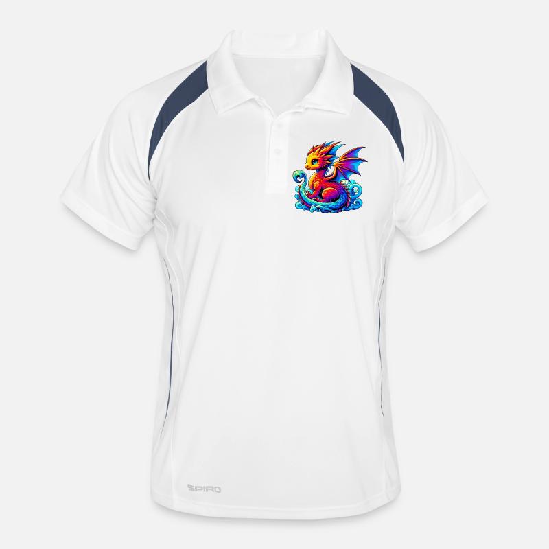 Drache - Männer Polo atmungsaktiv - Weiß/Navy