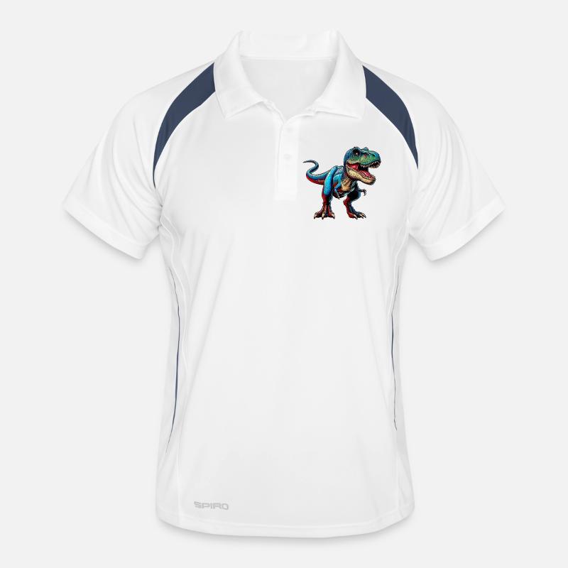 Dinosaurier - Männer Polo atmungsaktiv - Weiß/Navy