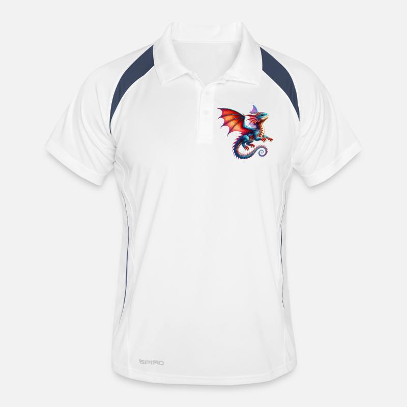 Drache - Männer Polo atmungsaktiv - Weiß/Navy