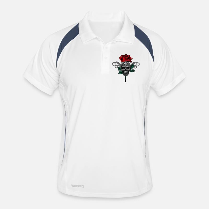 Gothic-Rose mit menschenschädel, Tribalmuster Männer Polo atmungsaktiv