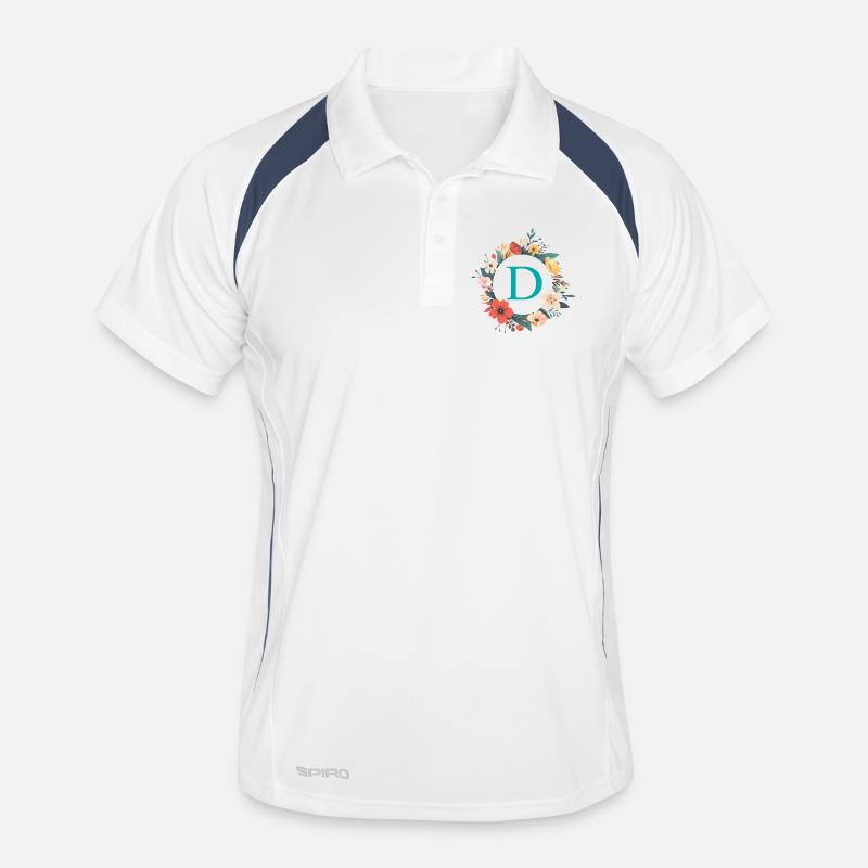 D Monogram, Flower Wreath, Personalizable Men's Polo breathable
