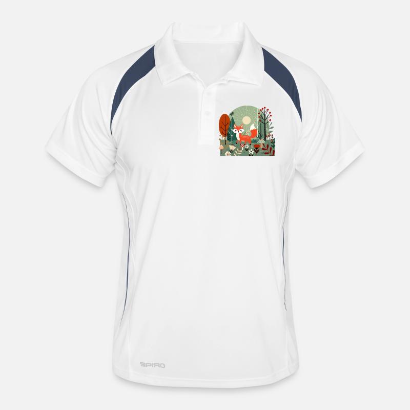 Cheerful fox in sunny forest Men's Polo breathable