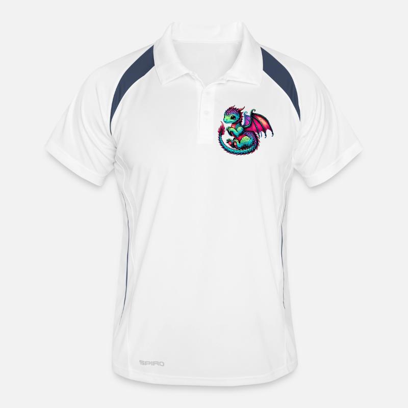 Drache - Männer Polo atmungsaktiv - Weiß/Navy