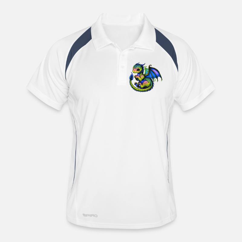 Drache - Männer Polo atmungsaktiv - Weiß/Navy