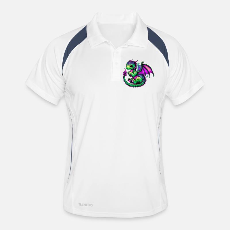 Drache - Männer Polo atmungsaktiv - Weiß/Navy
