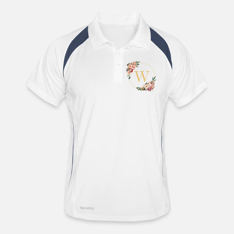 W Monogram, Couronne de fleurs, Personnalisable Polo respirant Homme