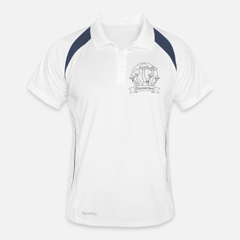 C’est l’heure des champignons ! Psilocybe Cubensis noir et blanc Polo respirant Homme