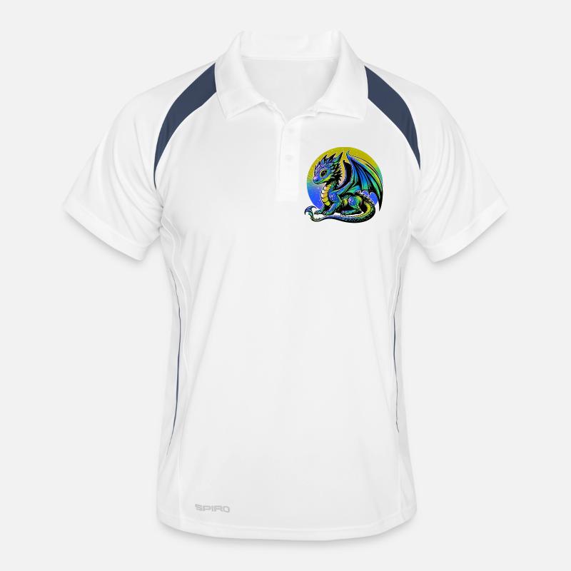 Drache - Männer Polo atmungsaktiv - Weiß/Navy