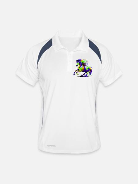 Cheval - Polo respirant Homme - blanc/marine