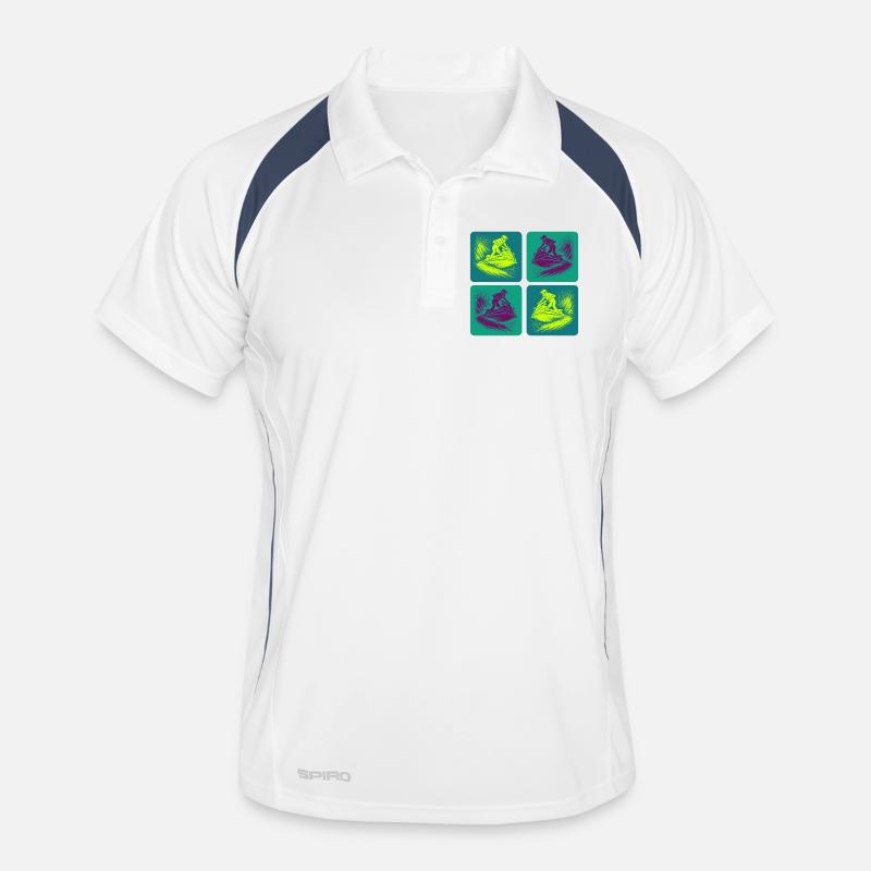 Jet Ski Splash Art – Neon Ride Polo respirant Homme