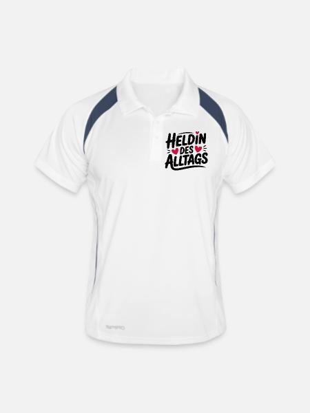 Heldin des Alltags Design - Männer Polo atmungsaktiv - Weiß/Navy - Vorne