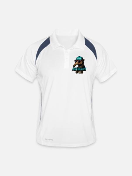 Dessin animé de Fourmilier style Antbeary - Polo respirant Homme - blanc/marine - Devant