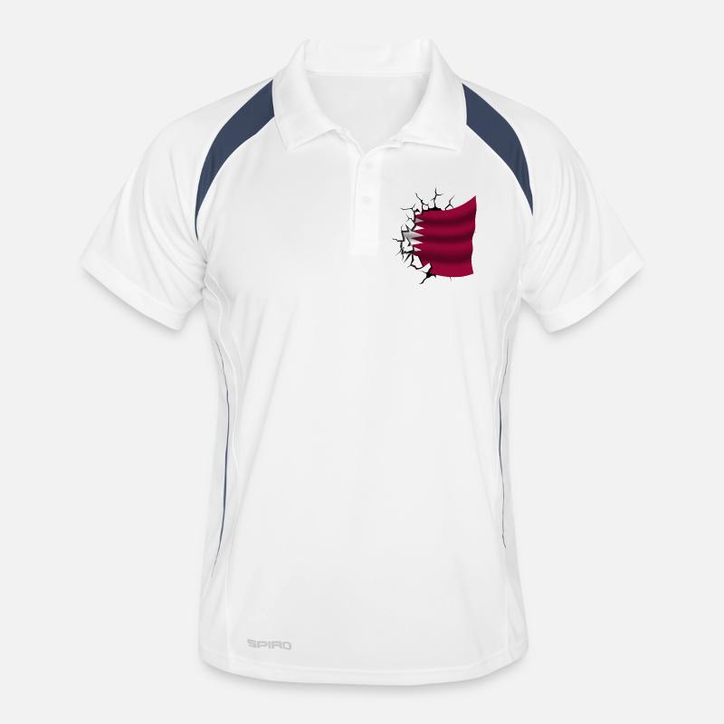 Drapeau du Qatar - Qatar - Drapeau Broken Design Polo respirant Homme