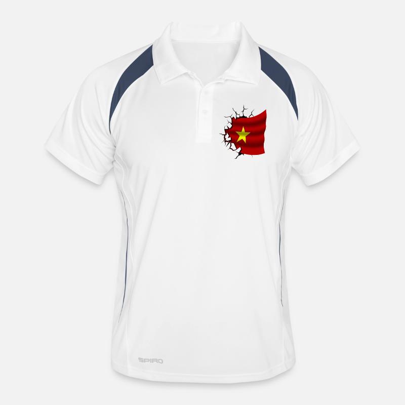 Drapeau du Vietnam - Vietnam - Drapeau Broken Design Polo respirant Homme
