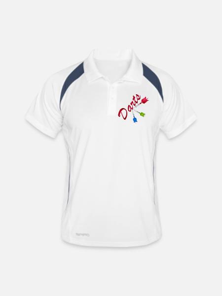 Fléchettes colorées avec lettrage de fléchettes - Polo respirant Homme - blanc/marine - Devant