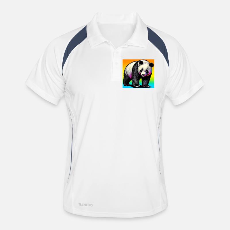 Panda - Männer Polo atmungsaktiv - Weiß/Navy
