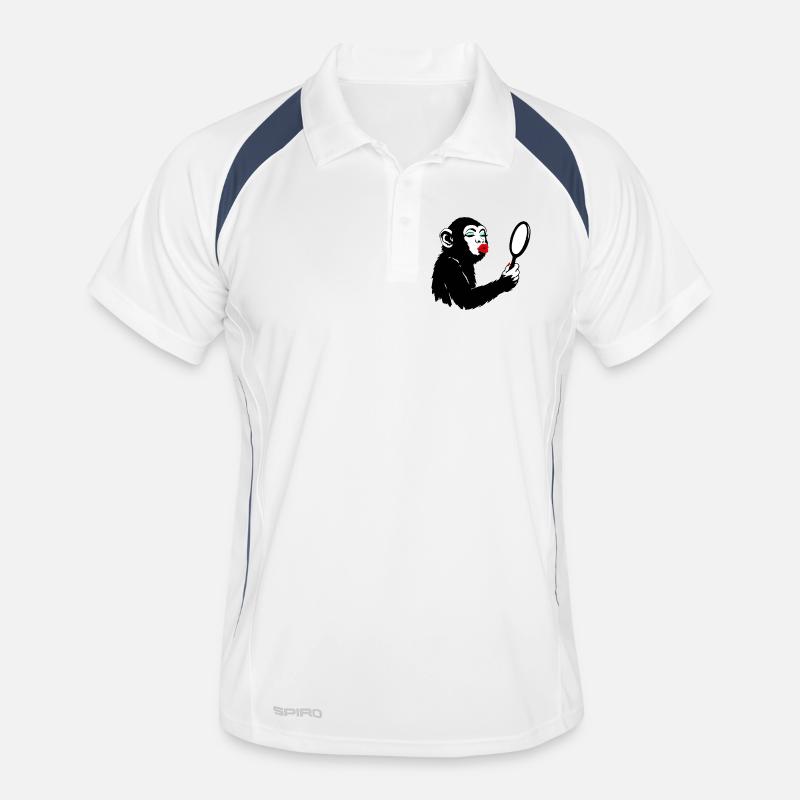 Eitle Affendame mit Spiegel - Männer Polo atmungsaktiv - Weiß/Navy
