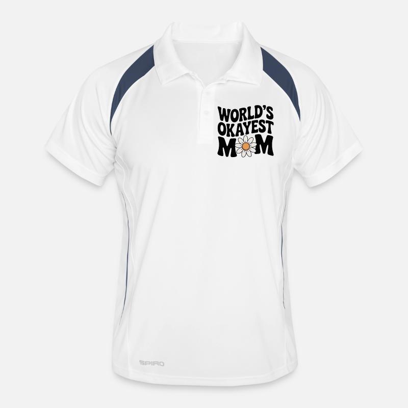 Die okayste Mutter der Welt - Männer Polo atmungsaktiv - Weiß/Navy