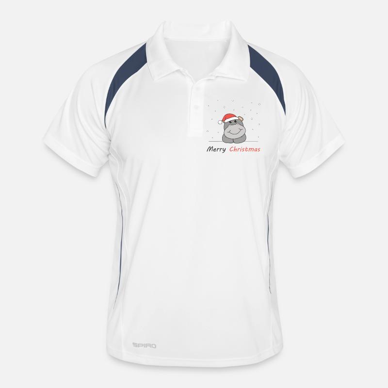 Hippo Christmas Snow Winter Animals Hippos Men's Polo breathable