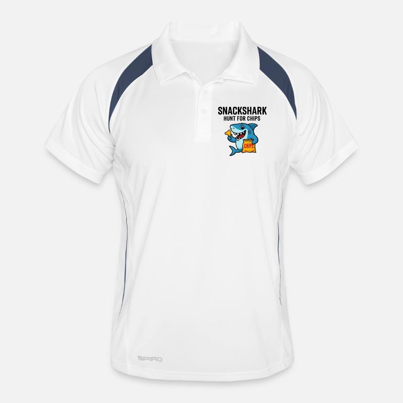 Cute shark with chips Men's Polo breathable