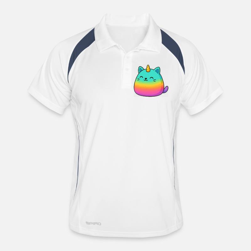 Chat licorne arc-en-ciel rose Polo respirant Homme
