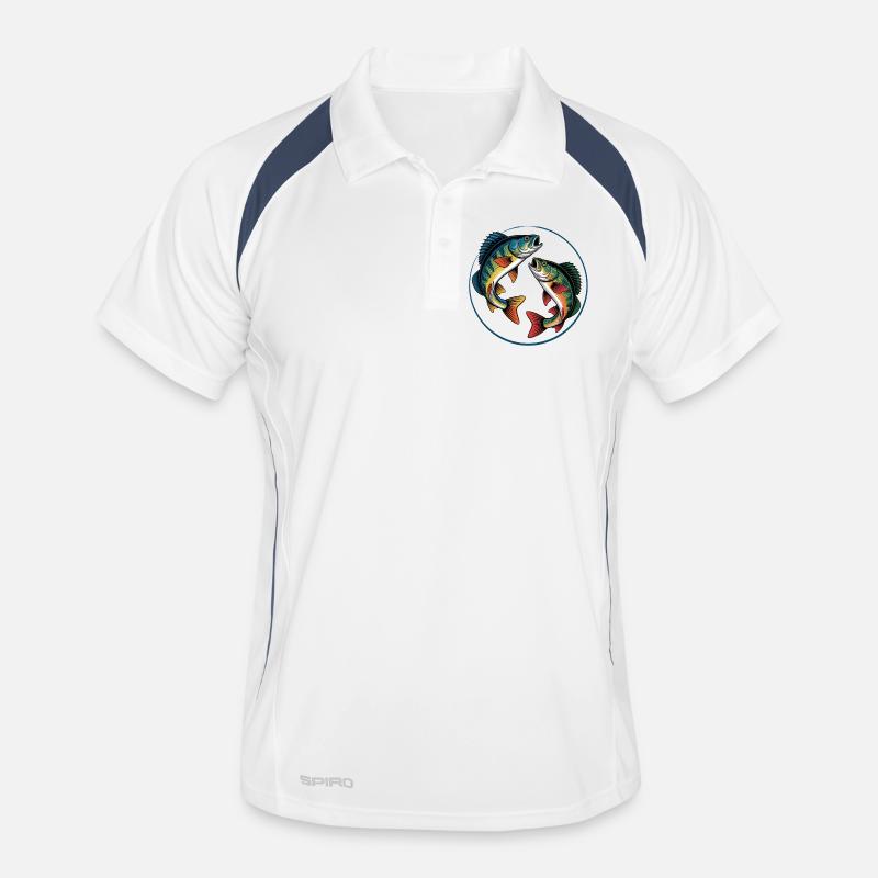 Zwei springende Barsche - Männer Polo atmungsaktiv - Weiß/Navy
